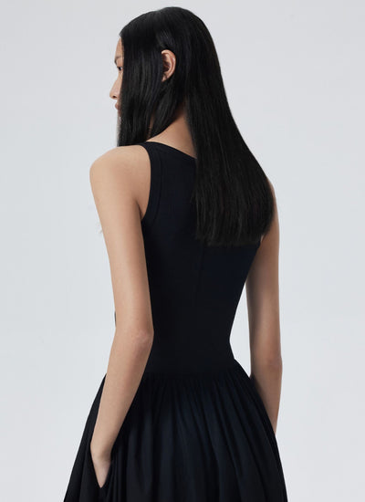 Suspender High-end Long Black Dress SHO0012