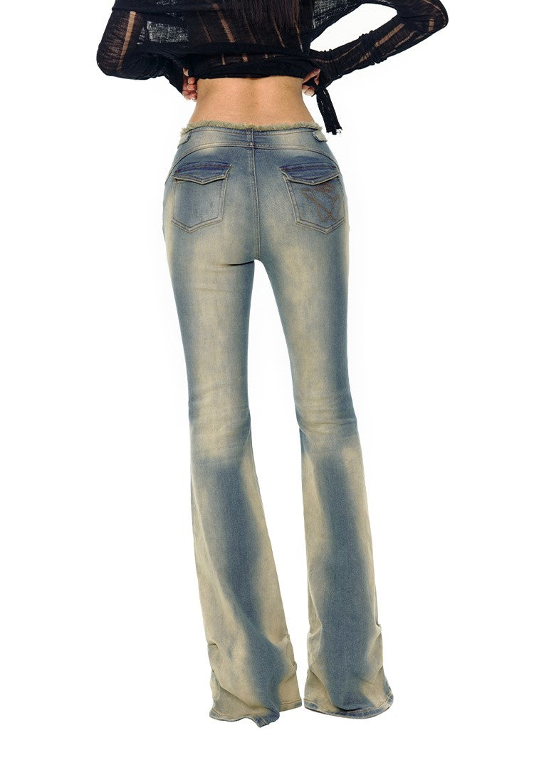 Washed High-elastic Boot-cut Jeans NOT0153