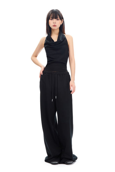 Halter Neck Backless Slim Top/Wide-leg Casual Sweatpants APE0309