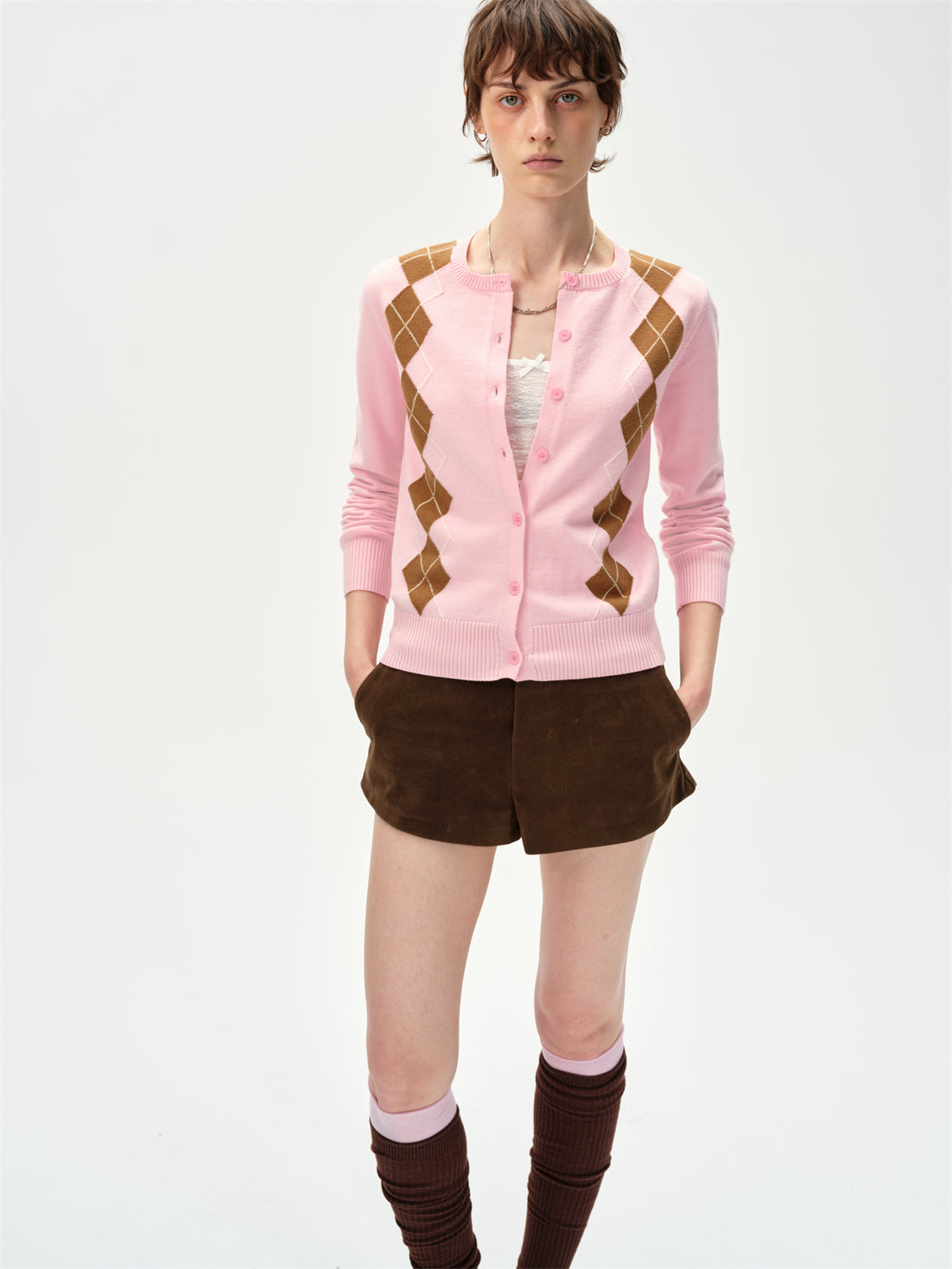 Diamond-shaped Knitted Cardigan CUR0256