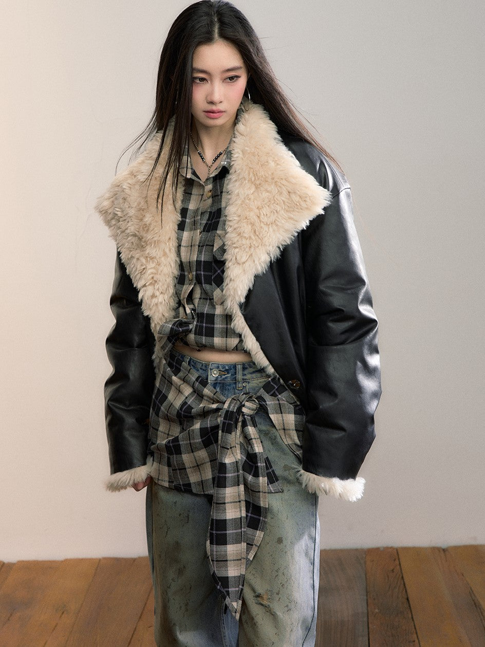 Reversible Fur-lined Leather Jacket VIA0348