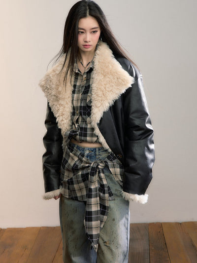 Reversible Fur-lined Leather Jacket VIA0348