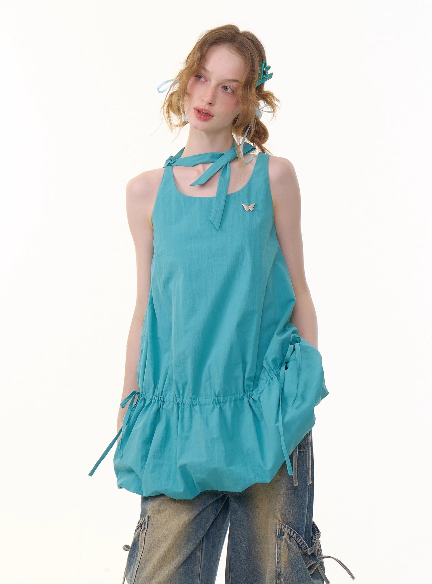 Retro Design Hem Waist Suspender Dress ZIZ0295