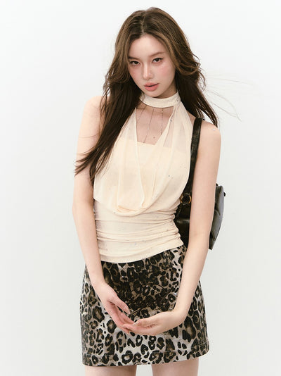 Knitted Top/Halter Neck Top/Jeans VIA0295