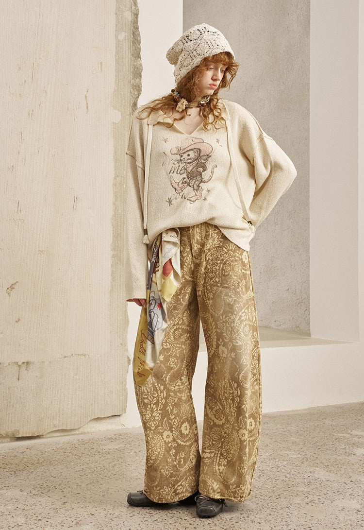 Paisley Print Wide-leg Jeans DID0252