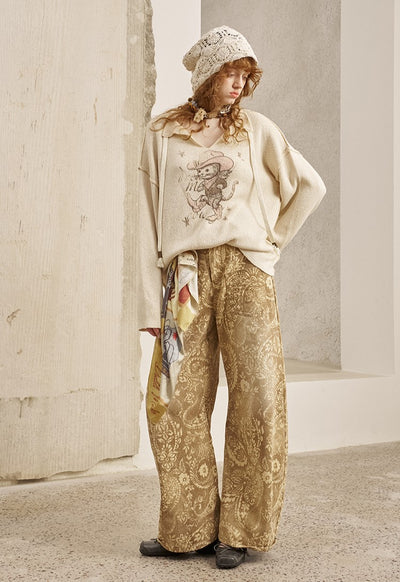 Paisley Print Wide-leg Jeans DID0252