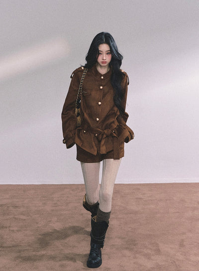 Gold Suede Suit Jacket/Shorts DIA0610