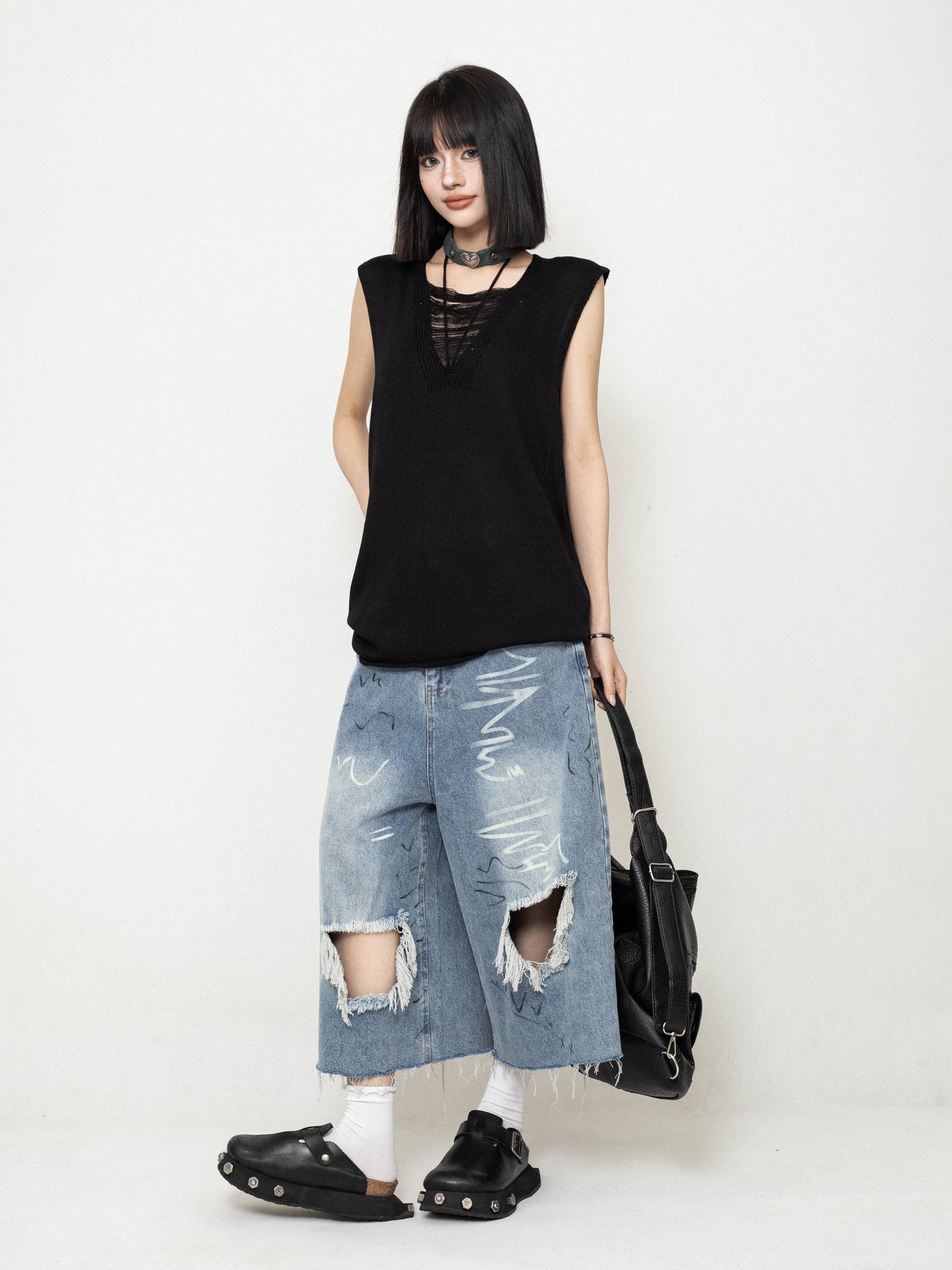 Hollow Design Sleeveless Loose Knit ZER0227