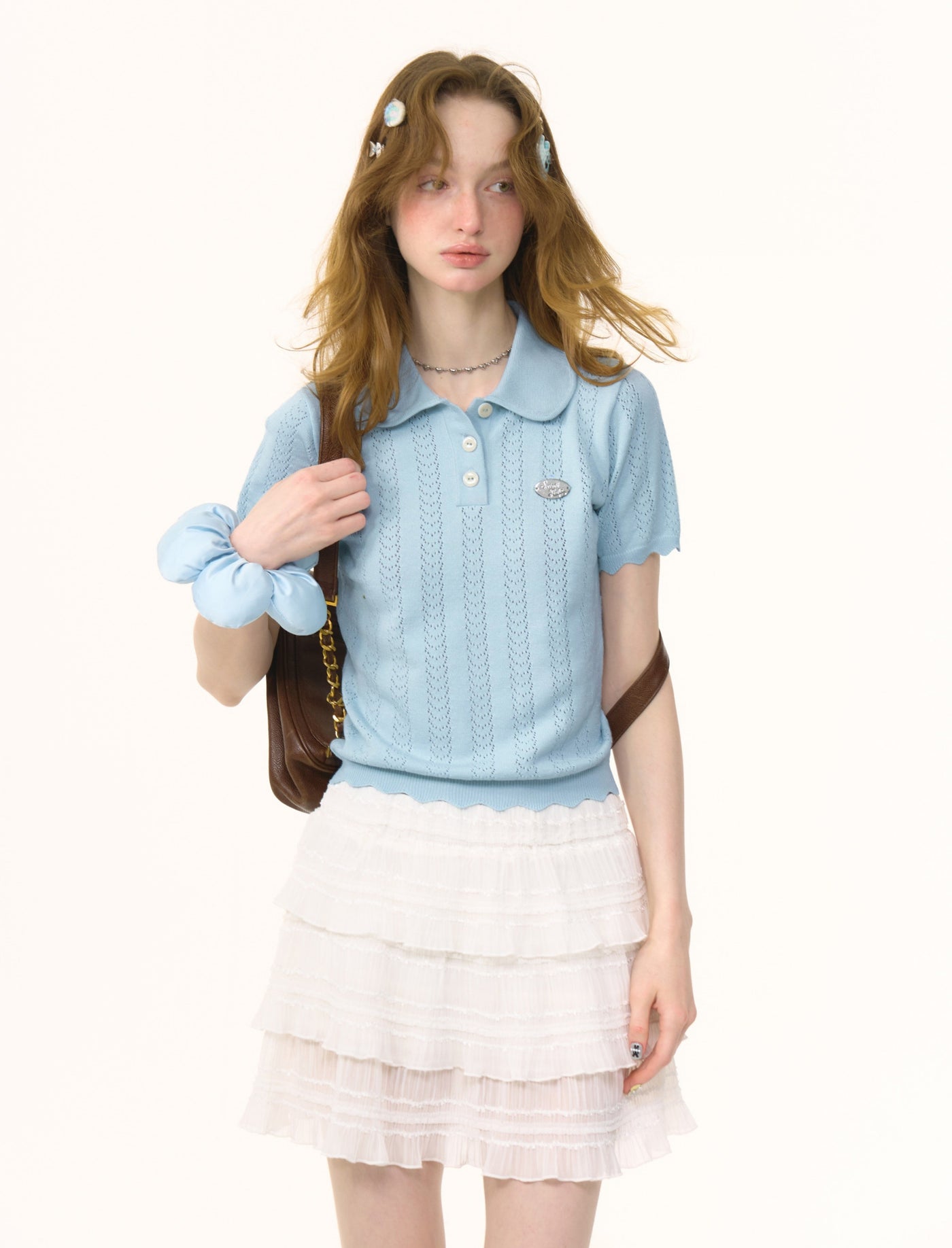 Polo Doll Collar Short-sleeved Knit ZIZ0262