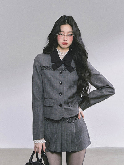 French Suit Jacket/Pleated Skirt/Lace Top DIA0601