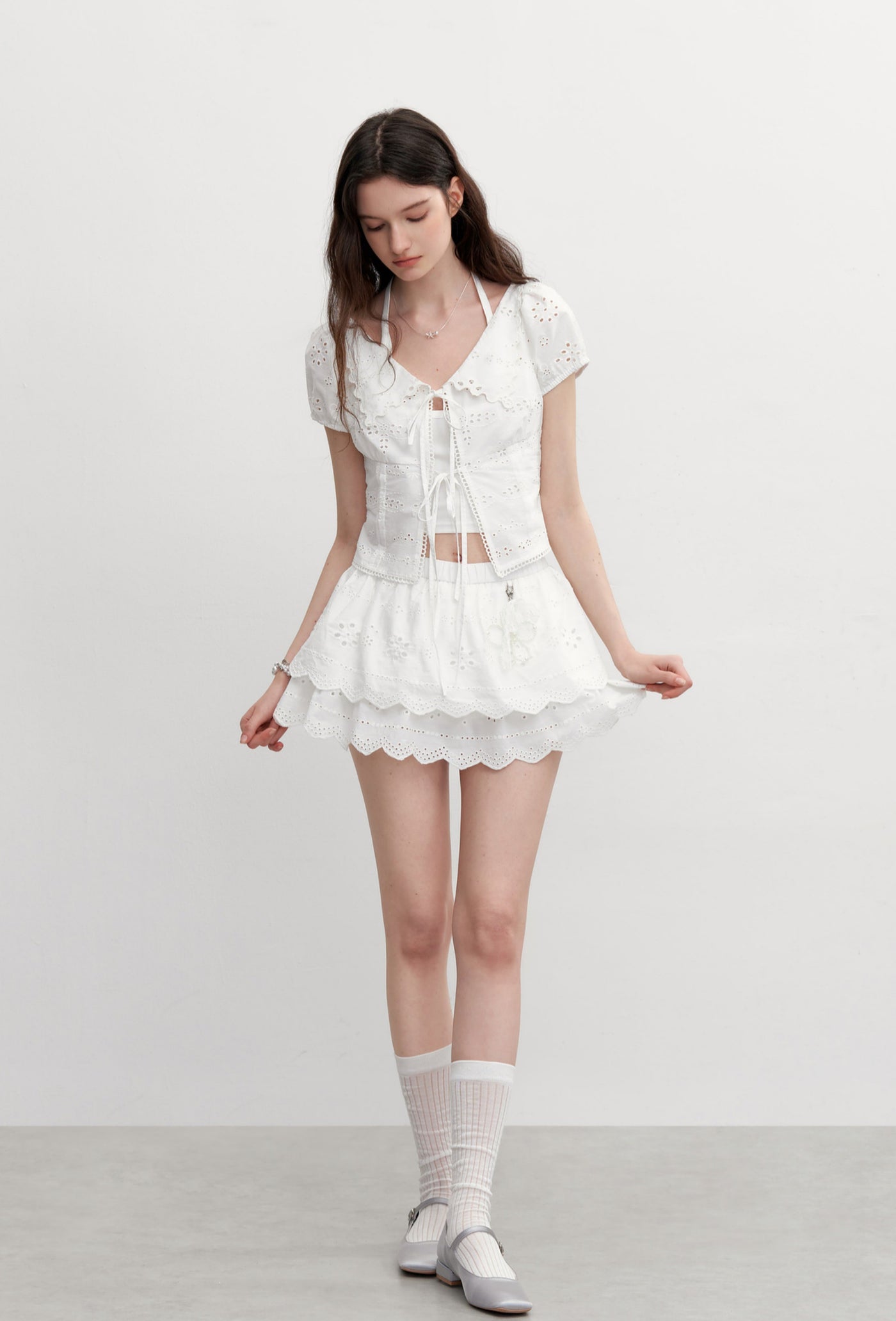 Flower Embroidered Lace Skirt/Shirt AYF0101