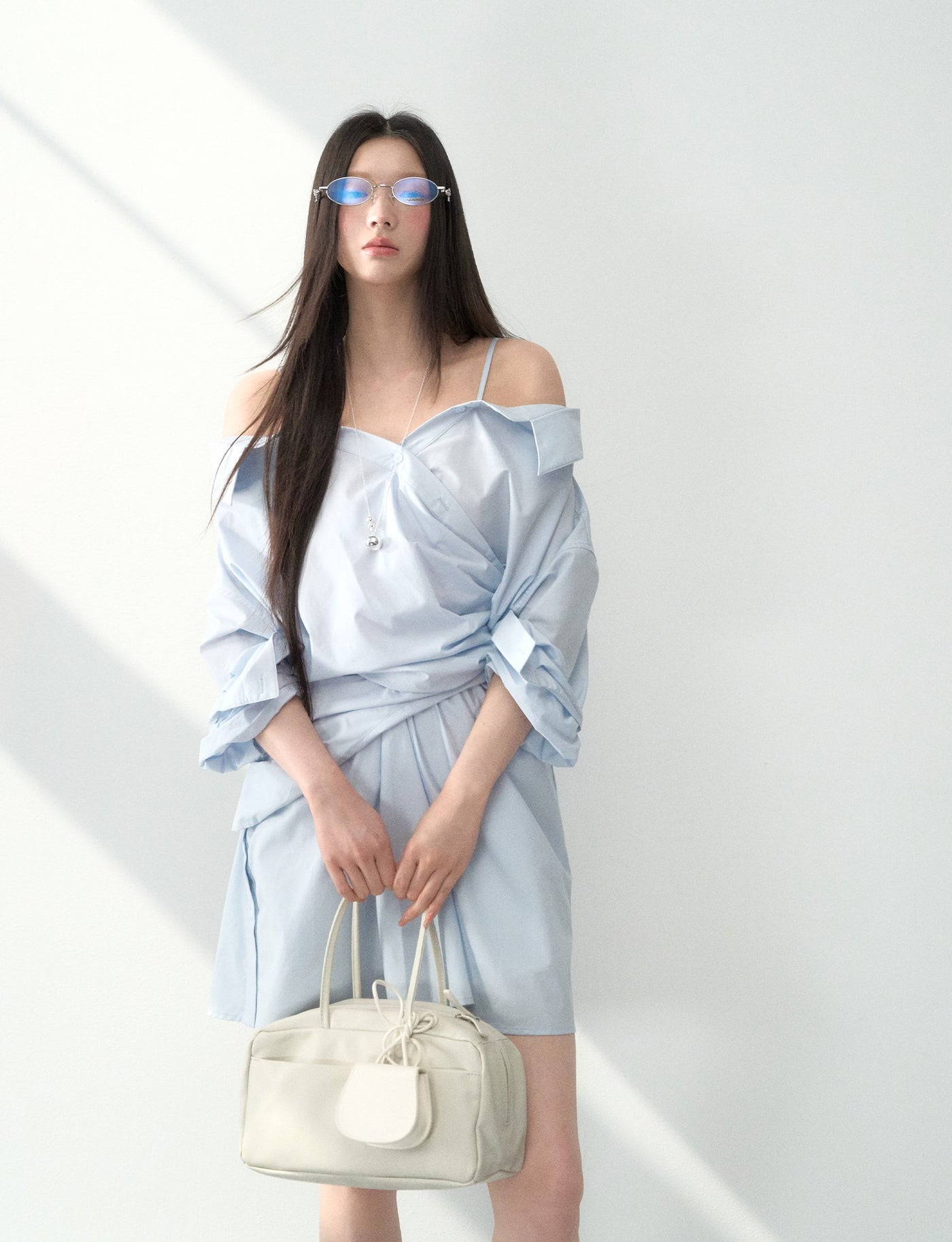 Off-shoulder Pleated Suspender Dress LAL0180