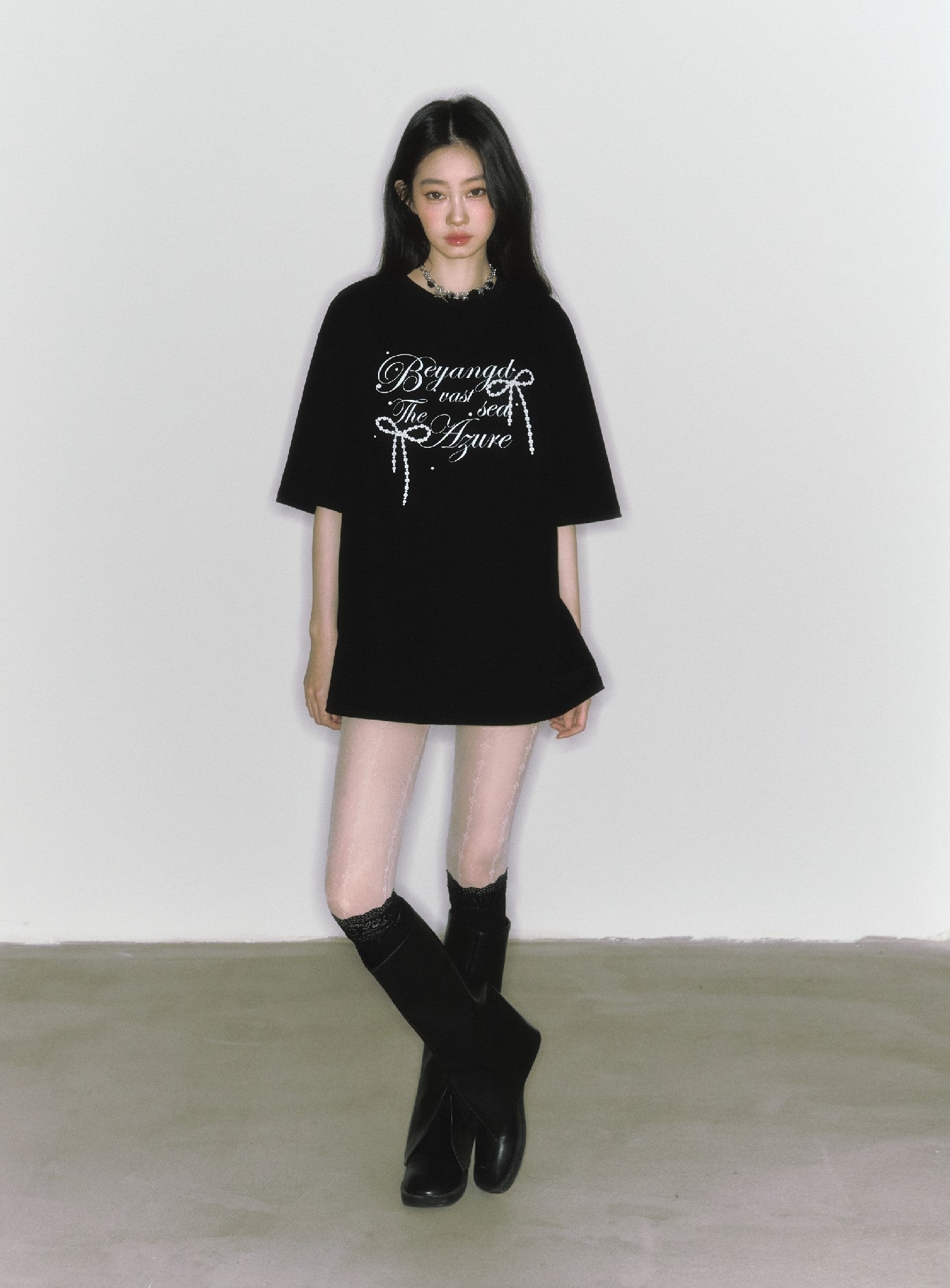 Loose Round Neck Letter Printed Oversize T-shirt SAL0051