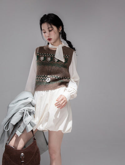 Chestnut Brown Knitted Vest COT0355
