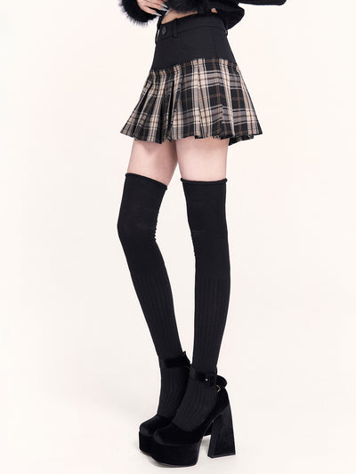 Retro Faux Two-Piece Pleated Skirt VOC0487