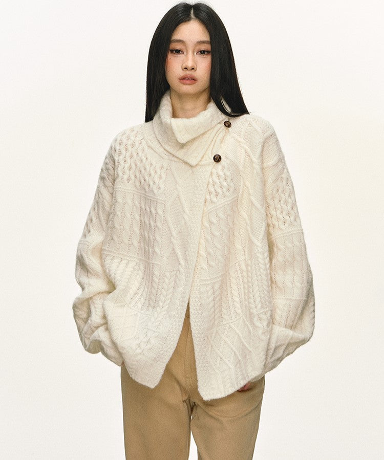 High-Neck Relaxed Design Unique Sweater ANA0083