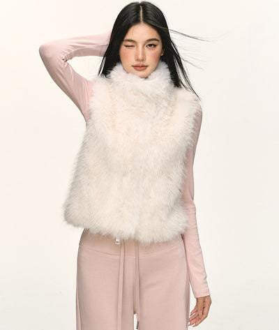 Faux Fur Short Turtleneck Vest Jacket ANA0075
