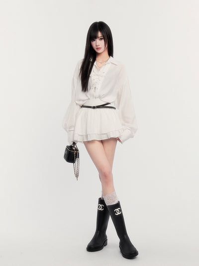 Loose Thin Long Sleeve Shirt/Cake Skirt VOC0370