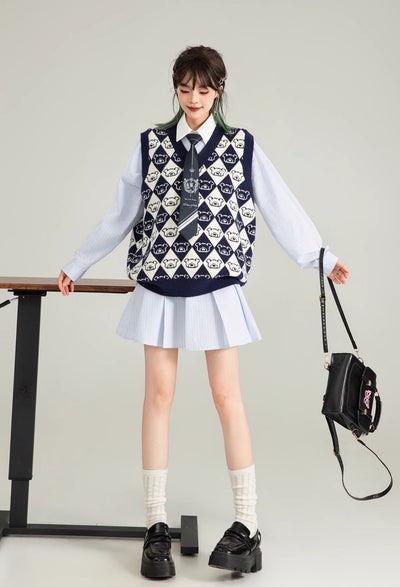 Retro Jacquard Sweater Pullover Vest KEI0121