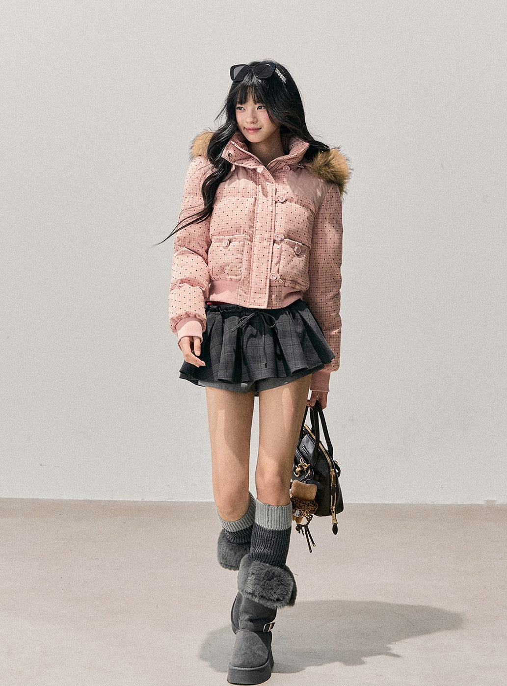 Polka Dot Hooded Warm Cotton Jacket DIA0712