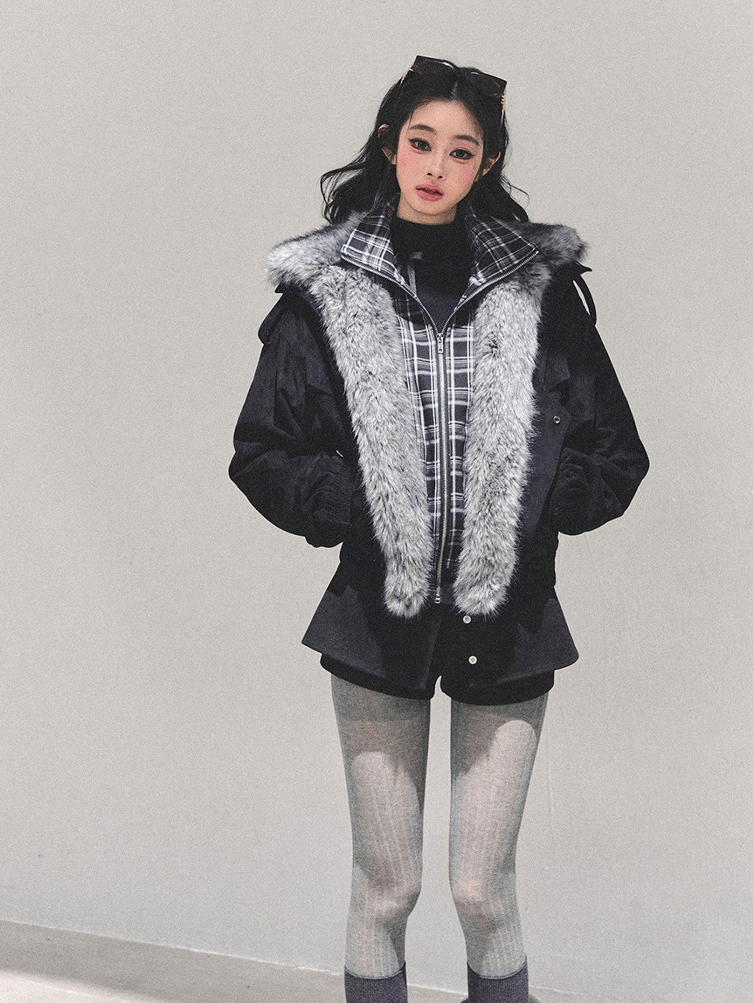 Faux Two-Piece American Style Plaid Jacket DIA0672