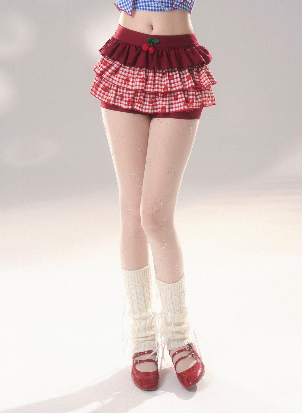 Berry/Ribbon Cake Plaid Short Skirt Pants DIA0192