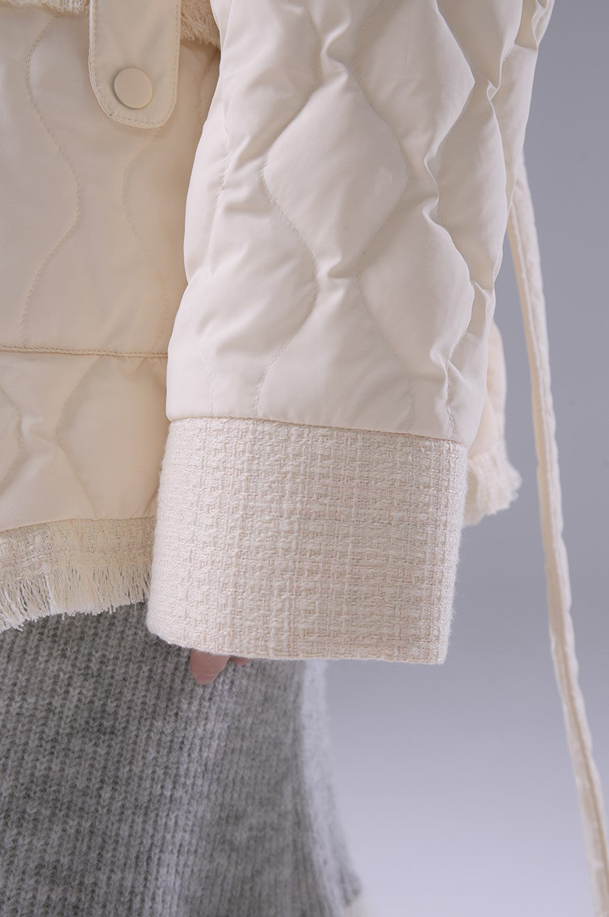 Cream Puff White Large Collar Down Jacket COT0170