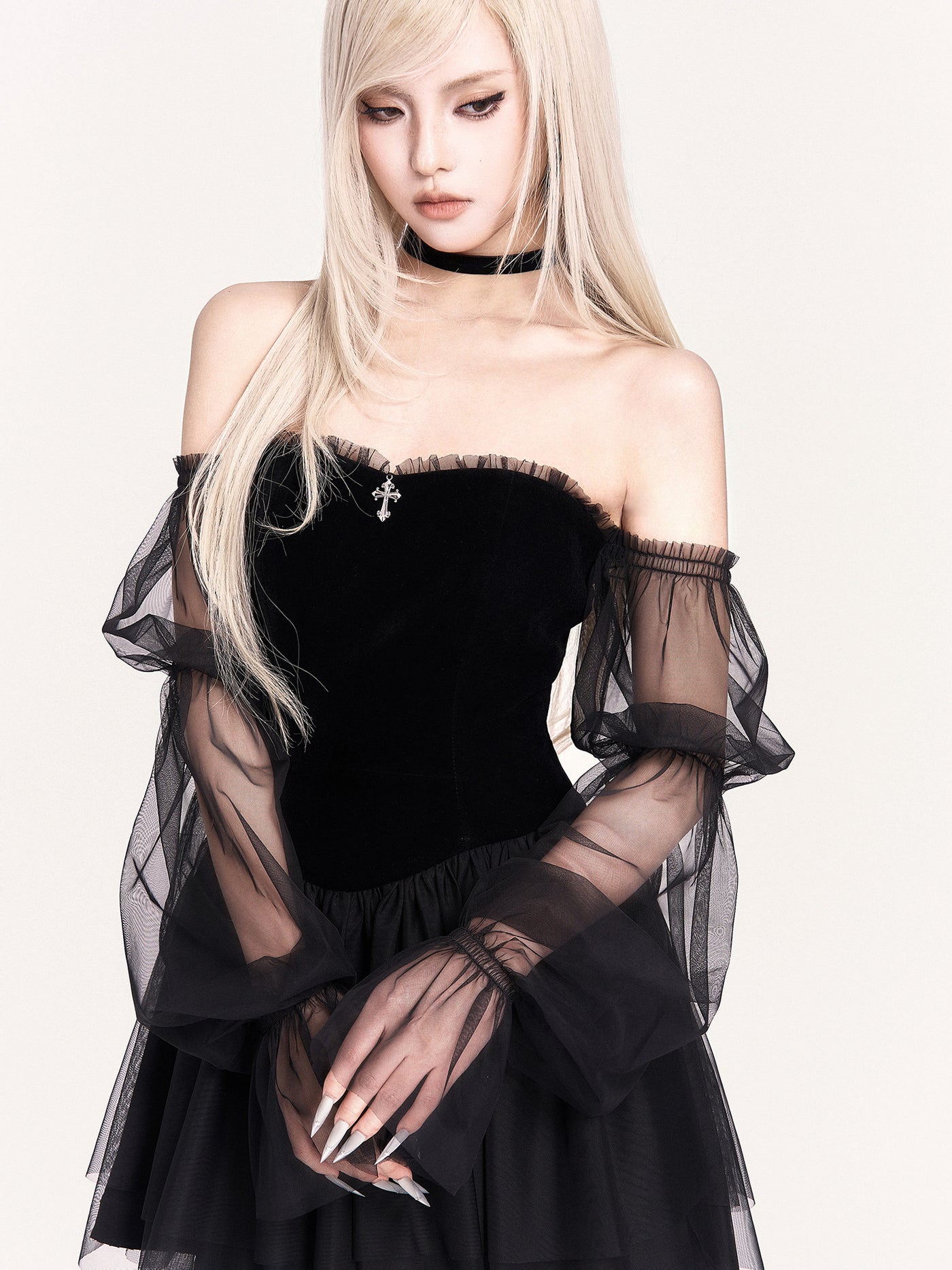 Lace See-through Velvet Dress VOC0470