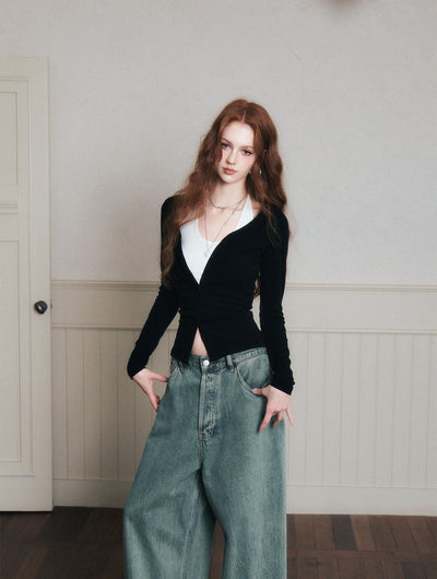 Halter Neck Layered Knitted Cardigan LUL0171