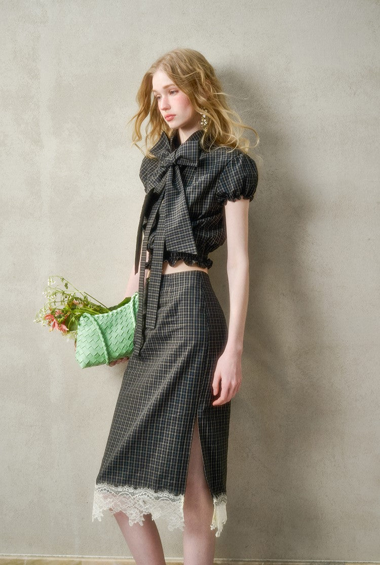 Plaid Suit Bow Shirt/Skirt GRO0146