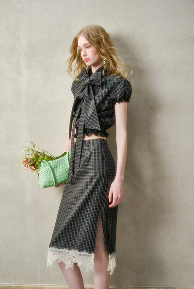 Plaid Suit Bow Shirt/Skirt GRO0146