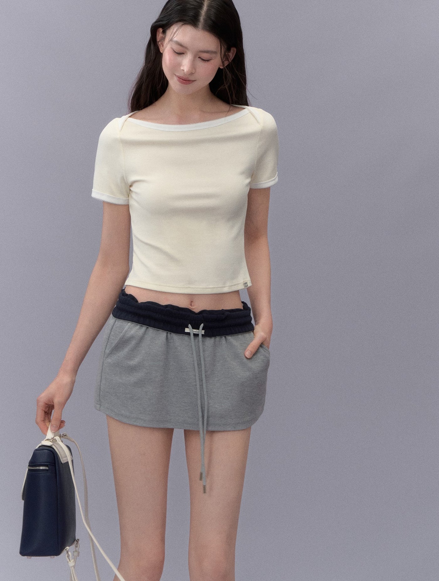 Contrast Color Casual Short Skirt LAL0215