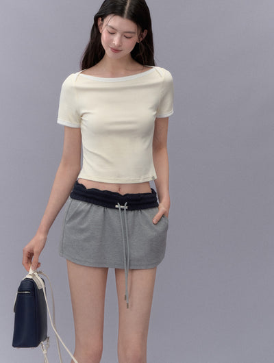 Contrast Color Casual Short Skirt LAL0215
