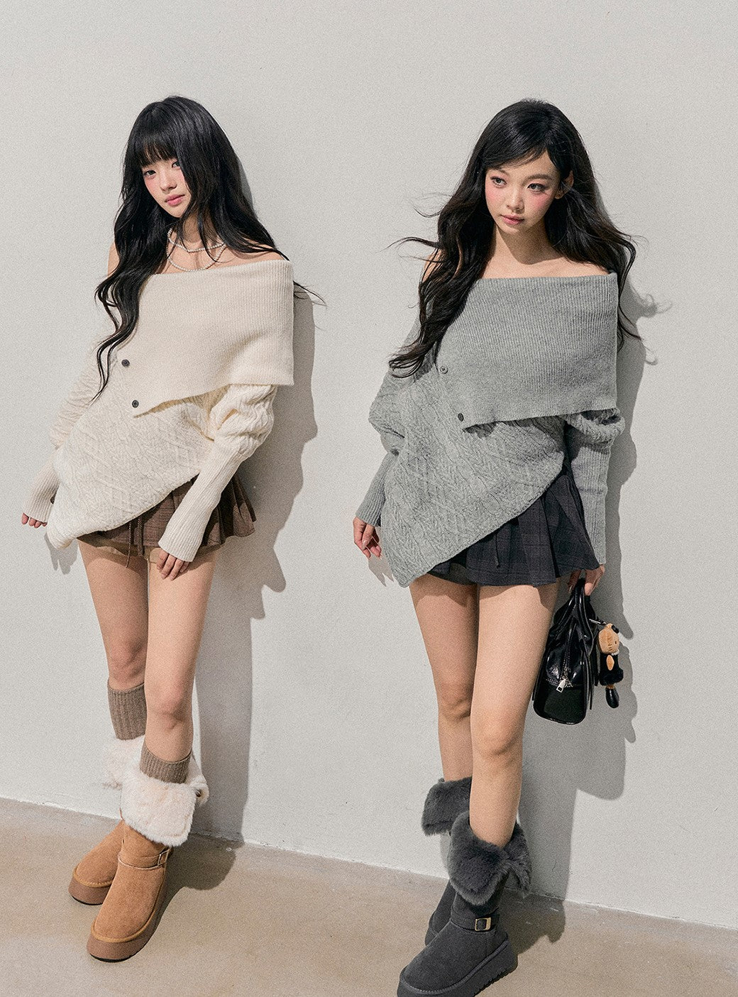 Off-shoulder Irregular Sweater DIA0721