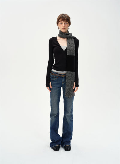 Slim Fit V-Neck Faux Two-Piece T-Shirt CUR0261