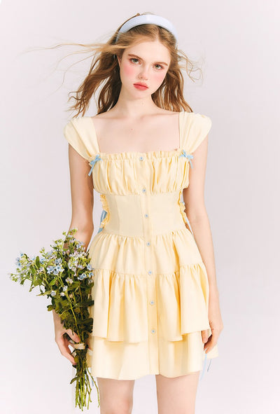 Yellow Bow Tutu Princess Waist Suspender Dress GRO0069