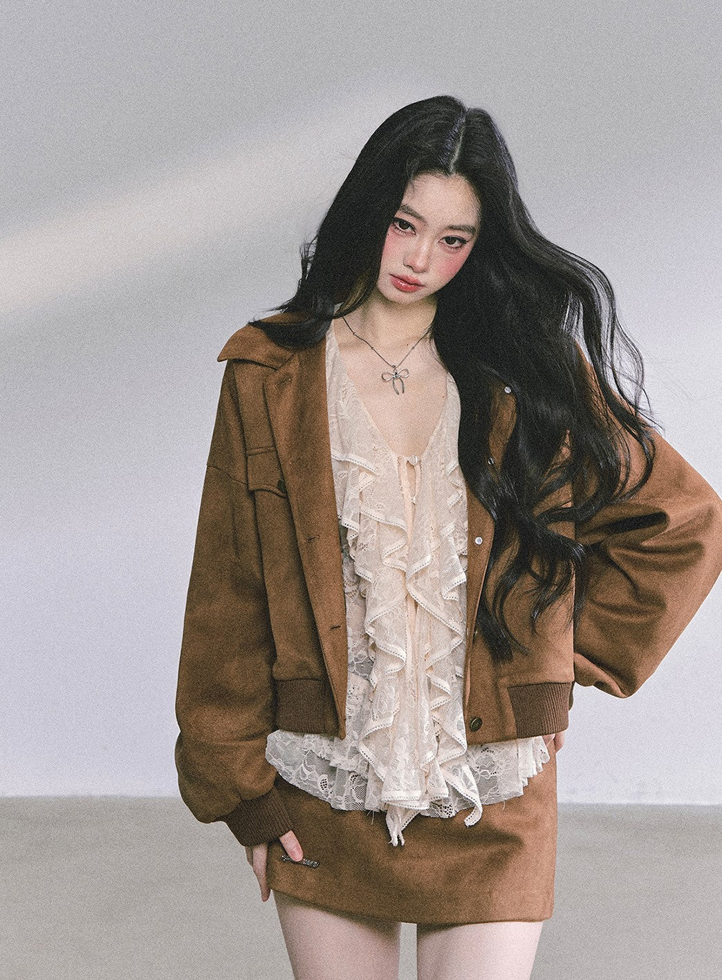 Brown Jacket/Skirt/Hepburn Style Shirt DIA0582