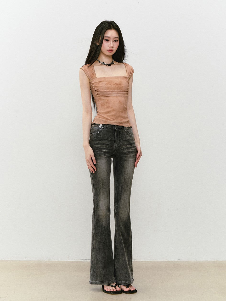 Waist Slim Retro Flared Jeans VIA0329