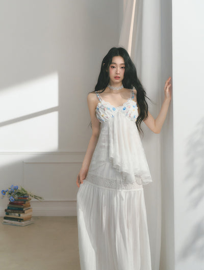 White Flower Printed Lace Camisole SAL0177