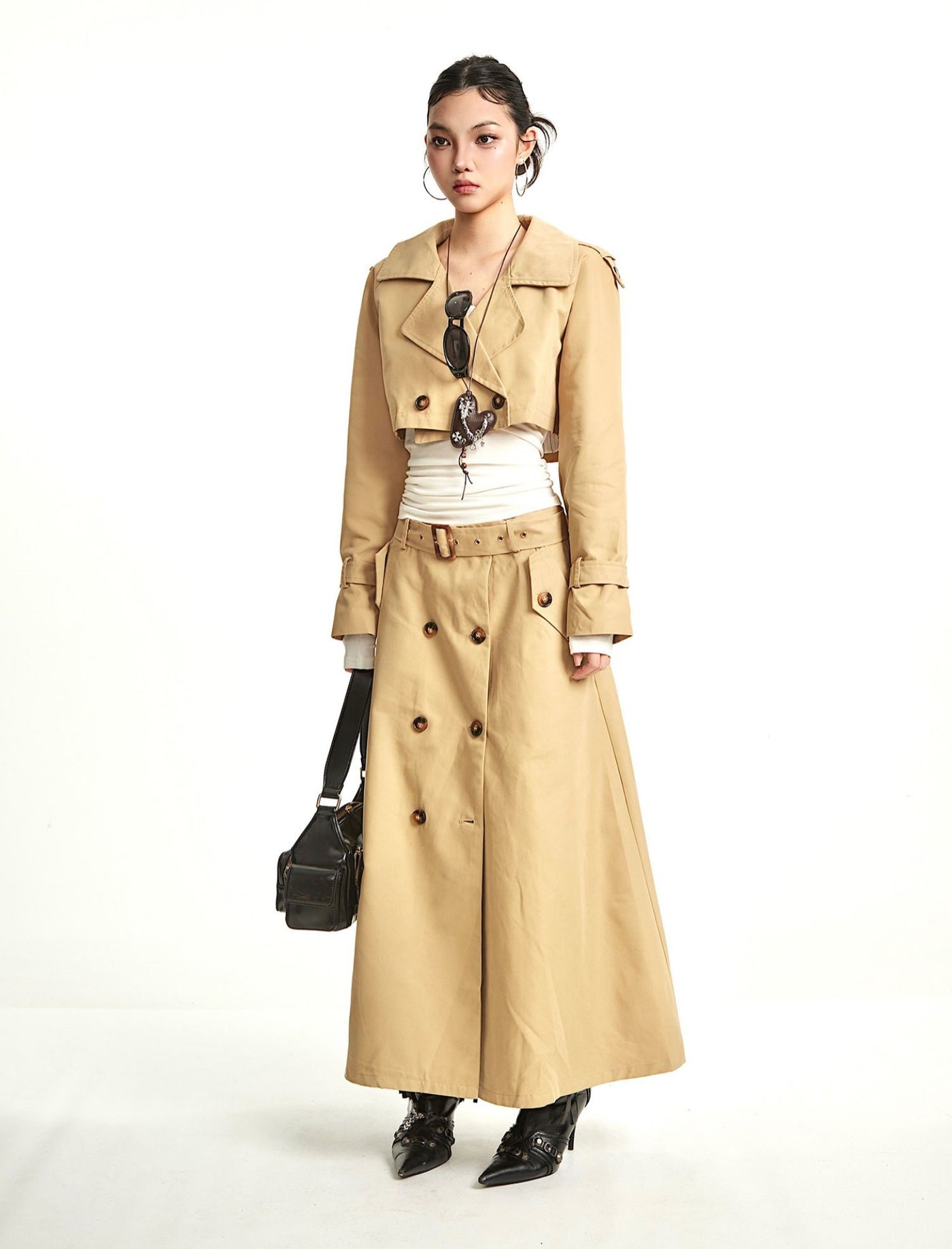 Retro Short Trench Coat+Skirt UNC0278