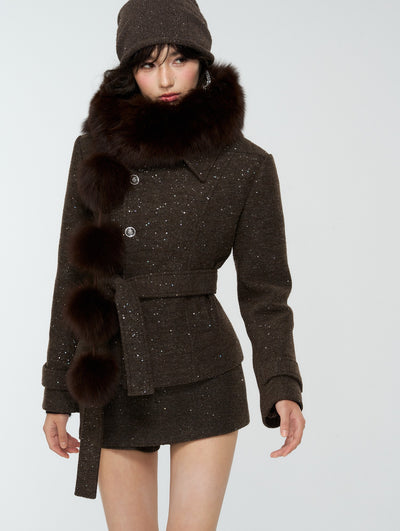 Pom-pom Puff Fur Scarf 4MU0172