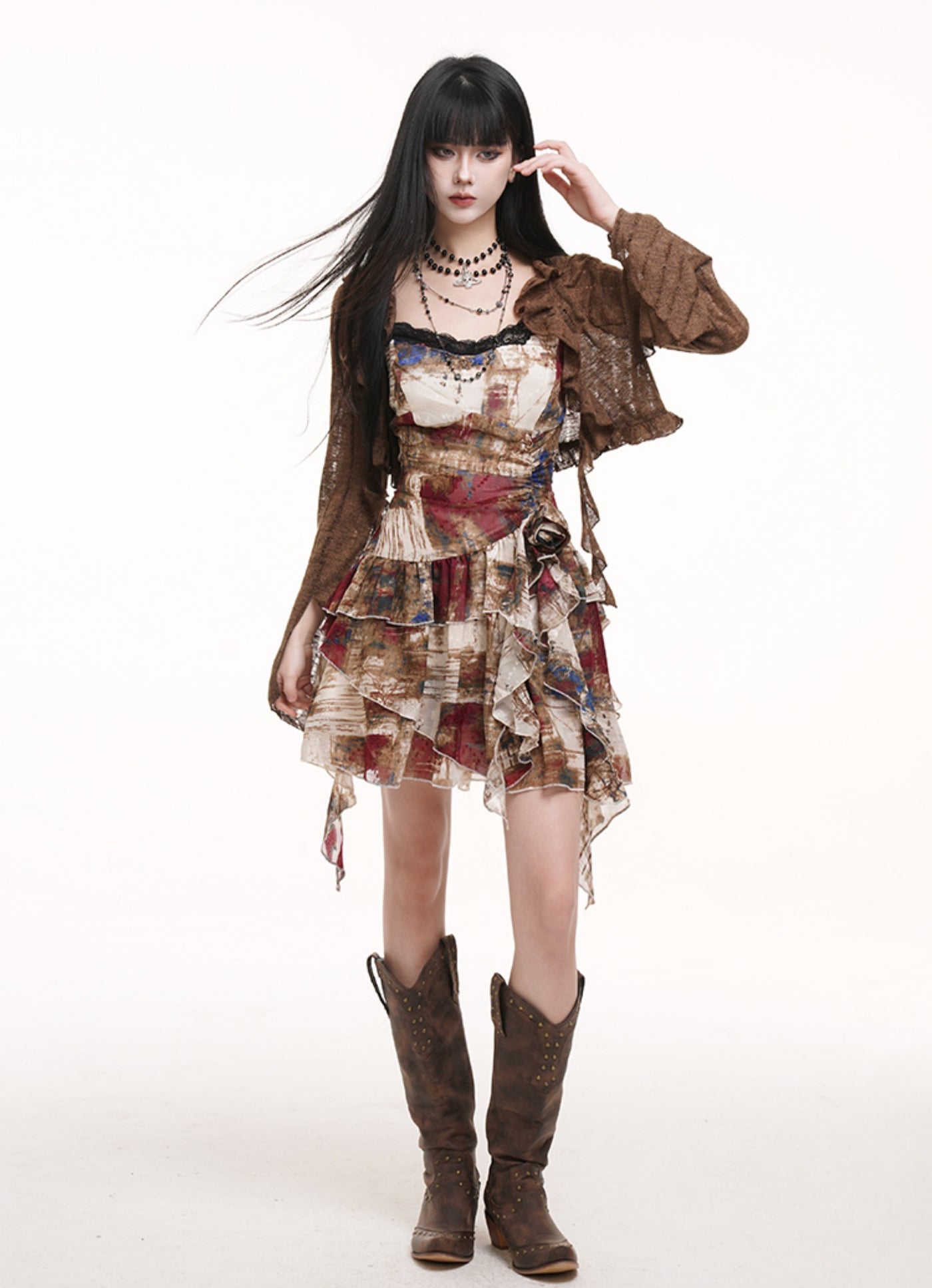 Irregular Colorful Suspender Dress LAD0176