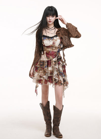Irregular Colorful Suspender Dress LAD0176