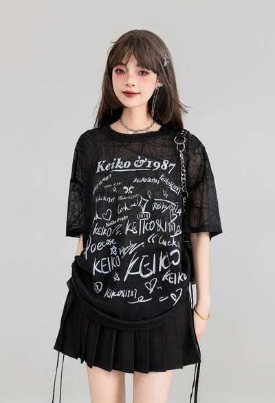 Butterfly Mesh Short-sleeved T-shirt KEI0103