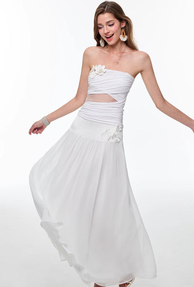 Flower White Long Skirt 4MU0142