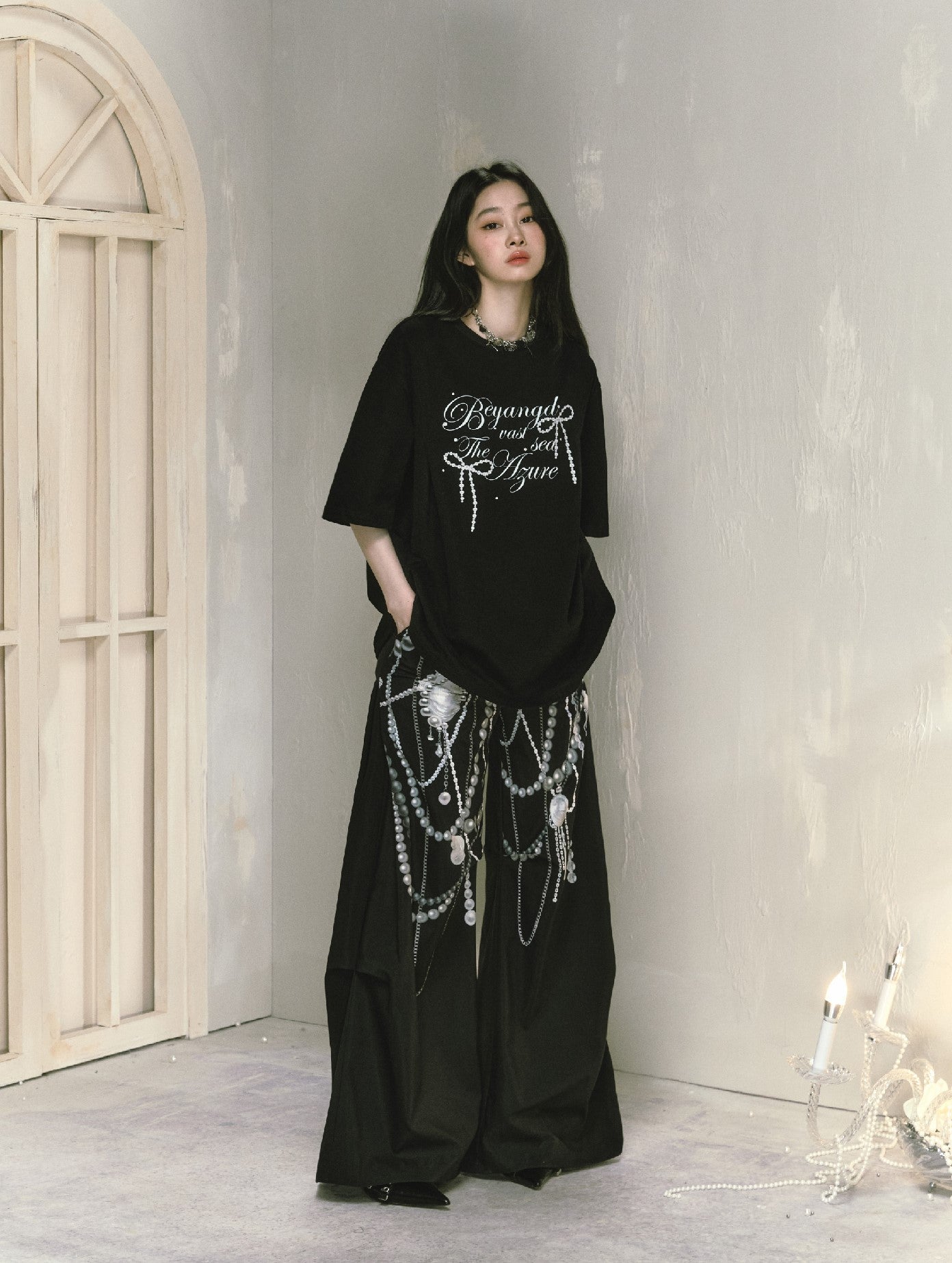 Loose Round Neck Letter Printed Oversize T-shirt SAL0051