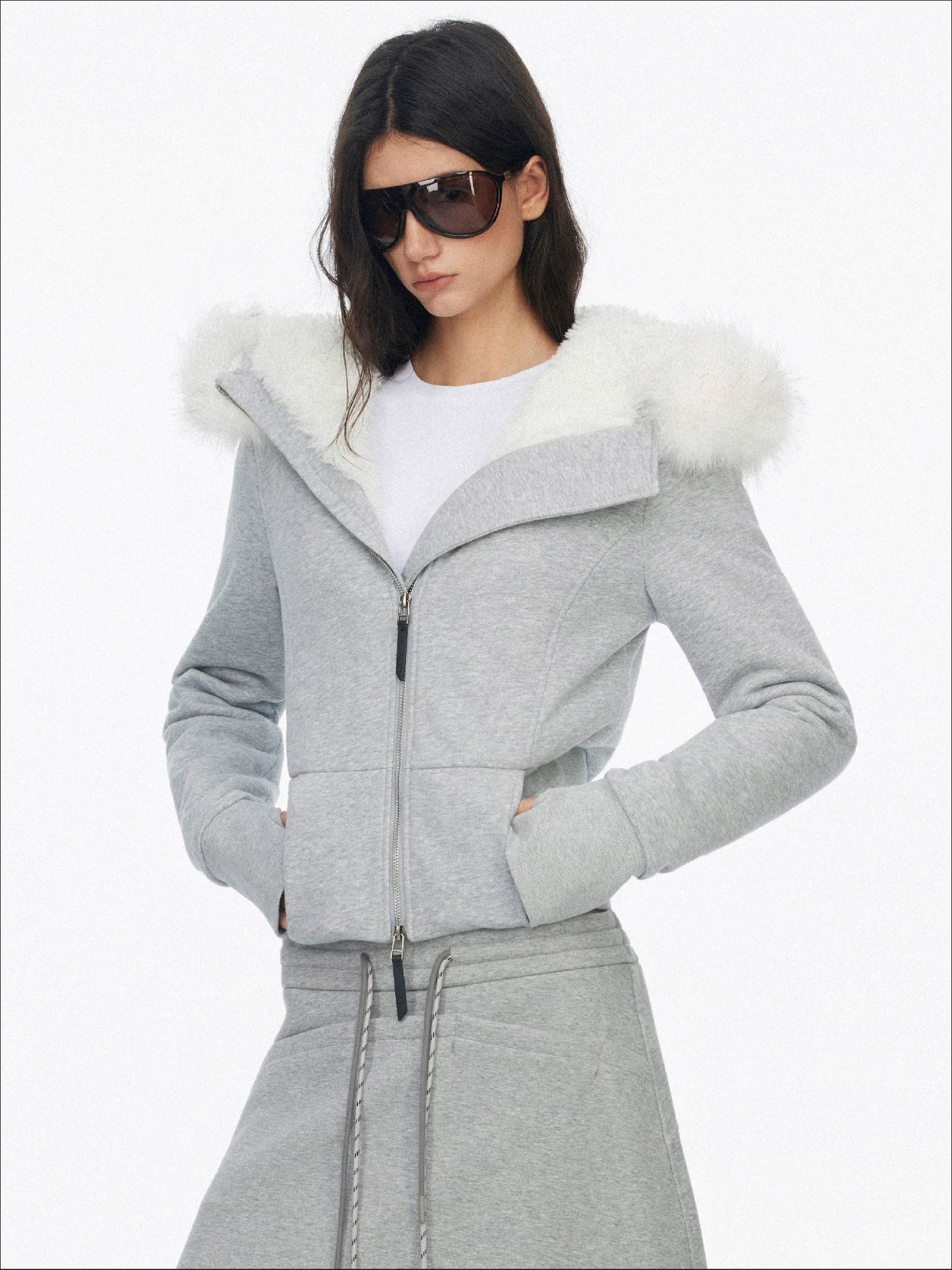 Fur Collar Hooded Sweatshirt Jacket SAL0201