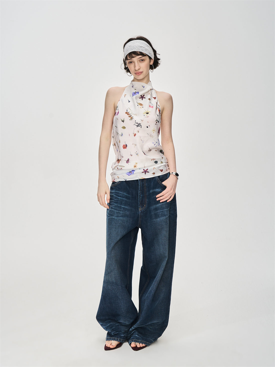 Full Print Halter Neck Top CUR0233