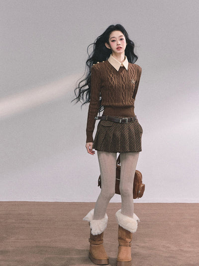 Fake Two-piece Polo Collar Sweater DIA0607