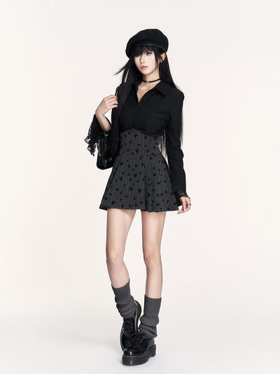 Striped Lace Long-sleeved Shirt VOC0454